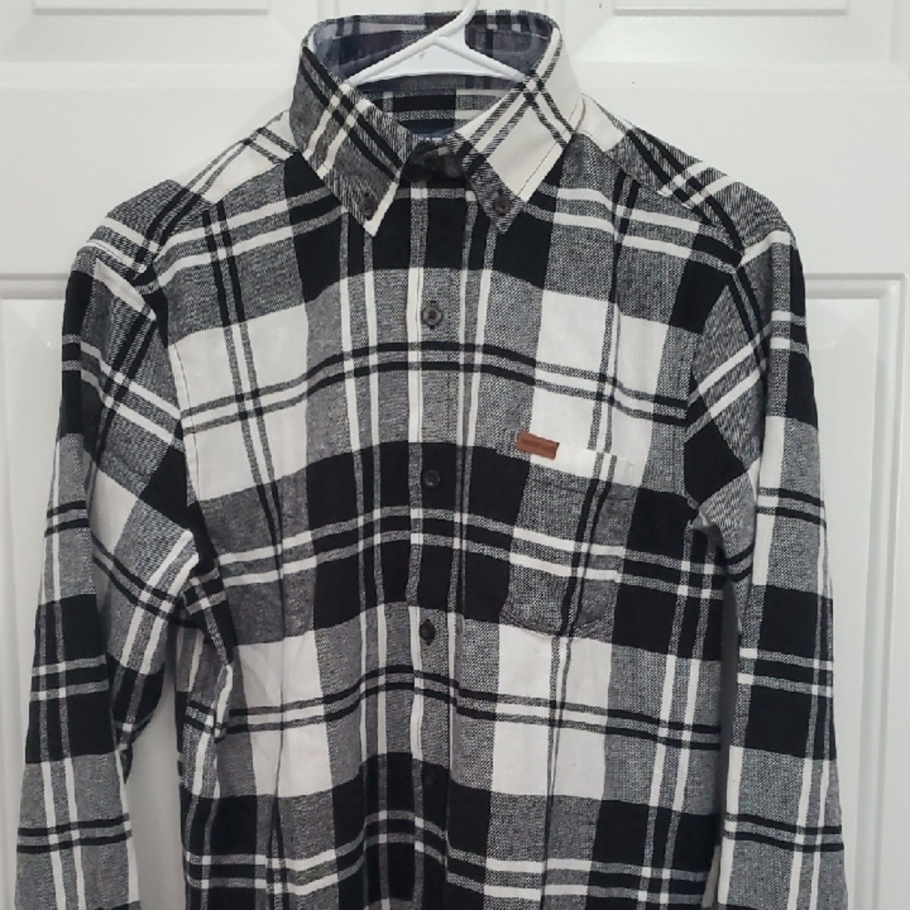 Lands' End Flannel Nwt Black and White Checkered Men's Shirt - Picture 1 of 11